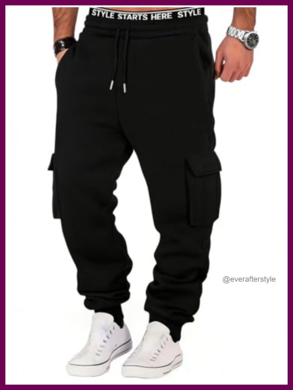 Men's Cargo Sweatpants Cotton Casual Joggers Drawstring Baggy Pockets
